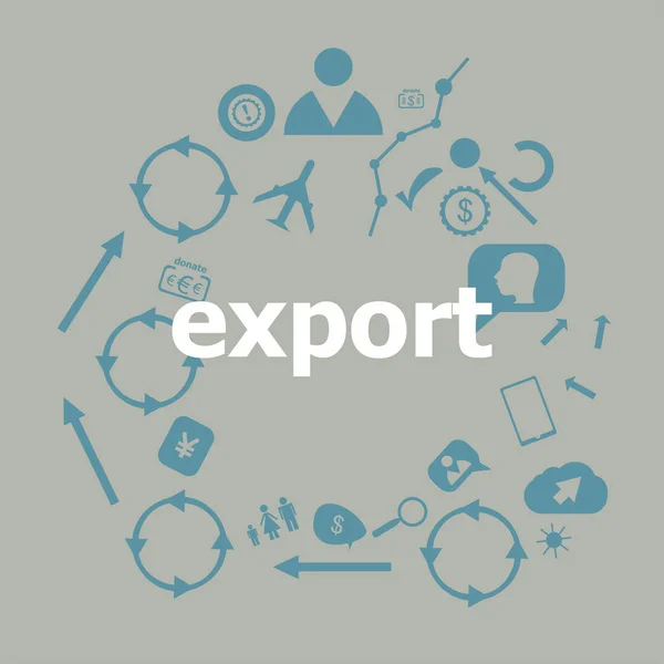 Export textu. Obchodní koncept. Univerzální a standardní ikony pro web a aplikace — Stock fotografie