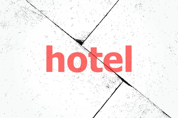 Text Hotel. Affärsidé. Närbild av grov texturerat grunge bakgrund — Stockfoto