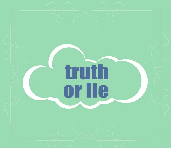 Testo di verità o menzogna. Concetto sociale. Nube astratta contenente parole relative alla leadership — Foto Stock