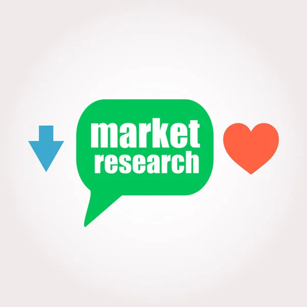 Tekst marktonderzoek. Bedrijfsconcept. Toespraak wolken stickers, pijl en hart — Stockfoto