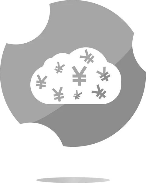 Nube icono web con signo de yen, botón web aislado en blanco —  Fotos de Stock
