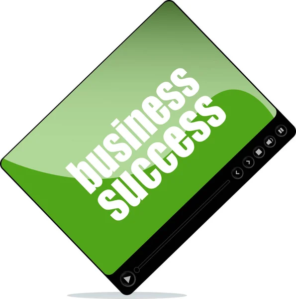 Video player for web with business success words — Stock Photo, Image