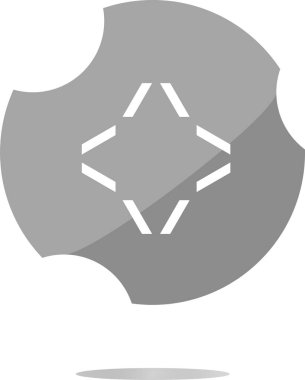 Uygulama simgesi. Beyaz üzerine izole edilmiş web düğmesindeki soyut işaret