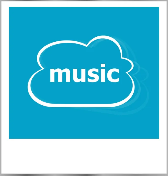 Moldura de foto instantânea com nuvem e palavra música — Fotografia de Stock
