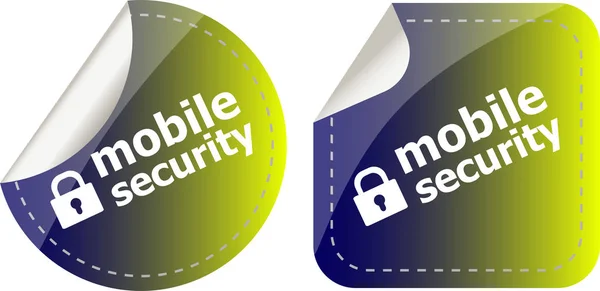 Etichetta adesivi di sicurezza mobile set di etichette isolato su bianco — Foto Stock