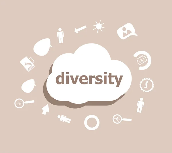 Text Diversity. Business concept . Icons set for cloud computing for web and app — Stock Photo, Image