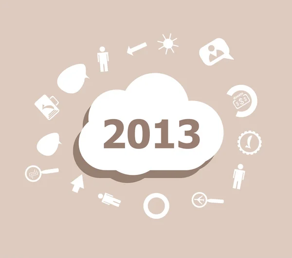 Tekst 2013. Tijd concept. Pictogrammen instellen voor cloud computing voor web- en app — Stockfoto