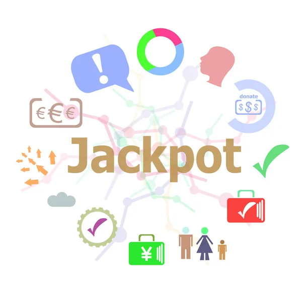 Text Jackpot. Business concept . Set of line icons and word typography on background — Stock Photo, Image