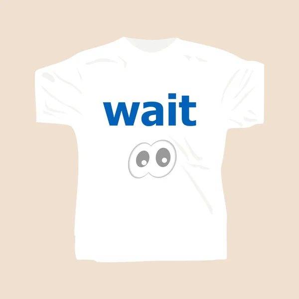 Text Wait. Social concept . Man wearing white blank t-shirt — Stock Photo, Image