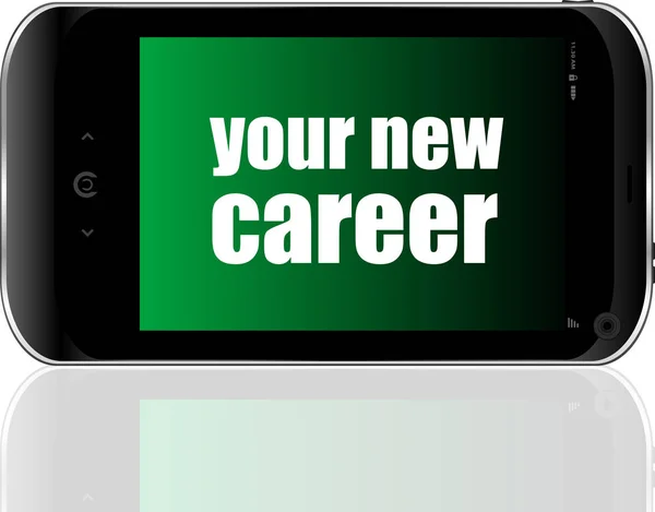 Schreiben Sie Ihre neue Karriere. Geschäftskonzept. Detaillierte moderne Smartphones — Stockfoto