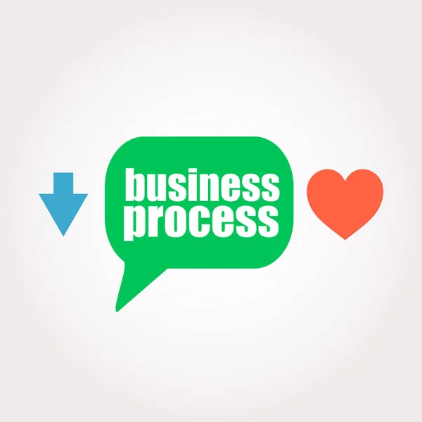 Business process word. Management concept . Speech clouds stickers, arrow and heart — Stock Photo, Image