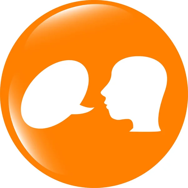 Konuşma balonu ikonlu insan profili. Beyazda izole edilmiş — Stok fotoğraf