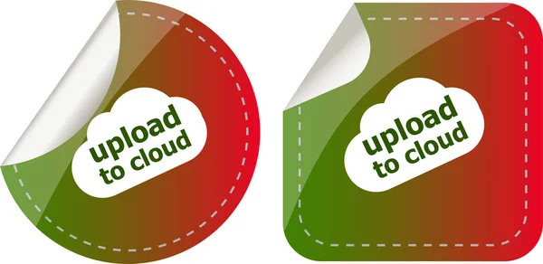 Stickers label set business tag met upload naar cloud word — Stockfoto