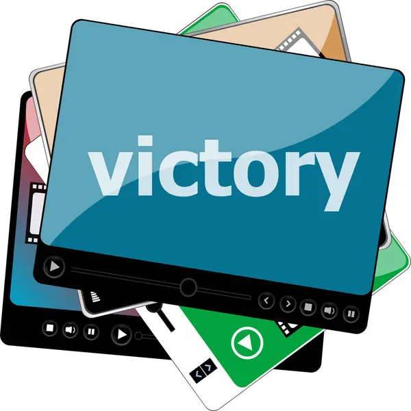 Video media player for web with text Victory — Stock Photo, Image