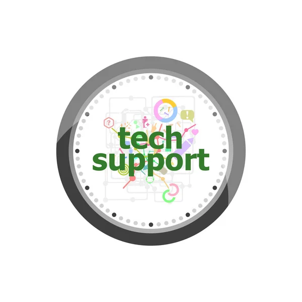 Supporto testo testo. Concetto informativo. Set di moderne icone di design piatto per l'internet marketing. Orologio isolato su sfondo bianco — Foto Stock