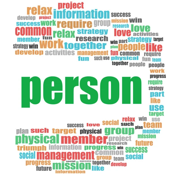 Woord van de persoon. Sociale concept. Word cloud collage — Stockfoto