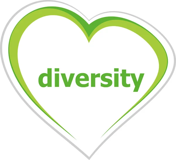 Business concept, diversity word on love heart on white — Stock Photo, Image