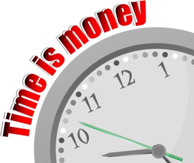 Metin vakit nakittir. Zaman kavramı. Word ve modern saati beyaz renk