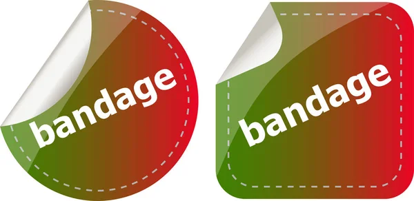 Bandage ord om klistermärken knappen set, etikett, affärsidé — Stockfoto