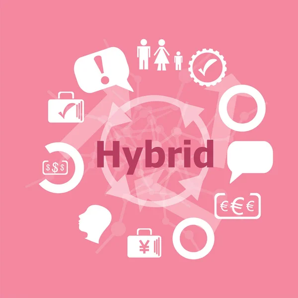 Texte hybride. Concept d'entreprise. Icônes prêtes. Pictogramme plat. Signe et symboles pour les entreprises, la finance, le shopping, la communication, l'éducation — Photo