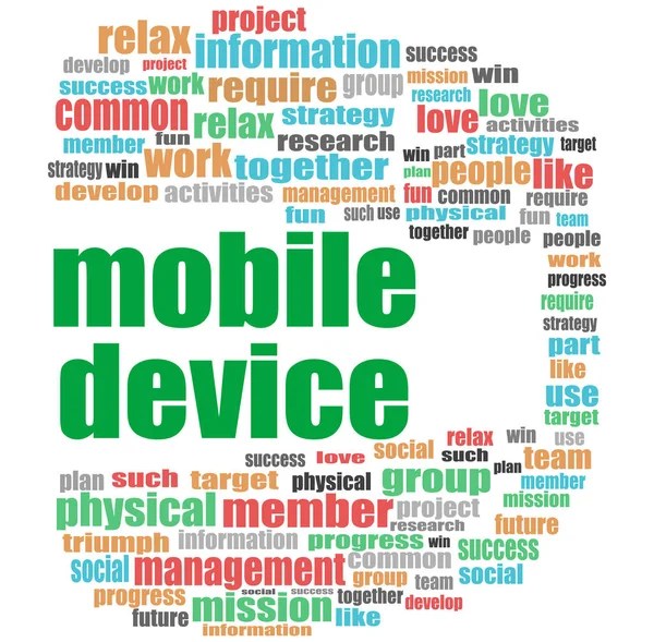 Palabra dispositivo móvil. Concepto de negocio. collage nube palabra —  Fotos de Stock