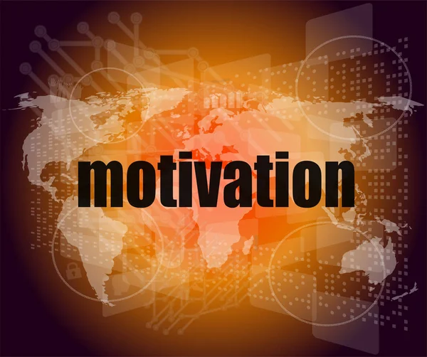 Dijital ekranda kelimeler motivasyon kavramı, iş ve iş — Stok fotoğraf