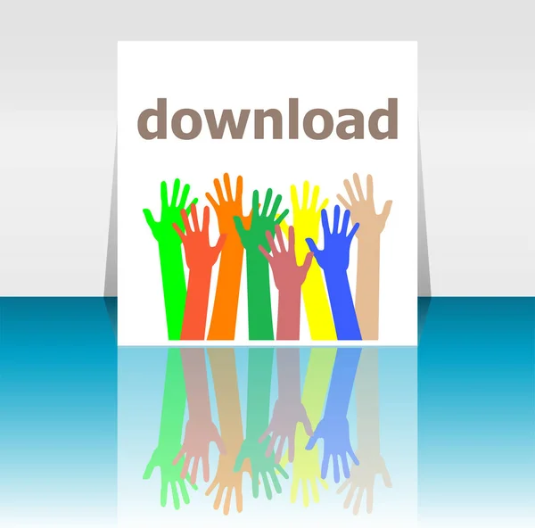 Text Download. Web design concept . Human hands silhouettes — Stock Photo, Image