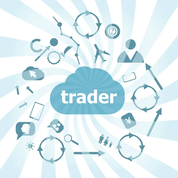 Text Trader. Business concept . Set of web icons for business, finance and communication — Stock Photo, Image