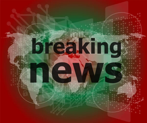 News and press concept: words breaking news on digital screen — Stock Photo, Image