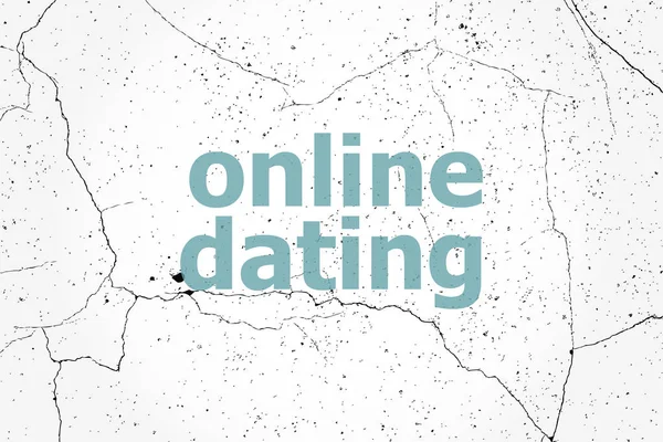 Tekst Online dating. Evenementen-concept. Blauwe woord op witte vintage oude achtergrond geschilderd — Stockfoto
