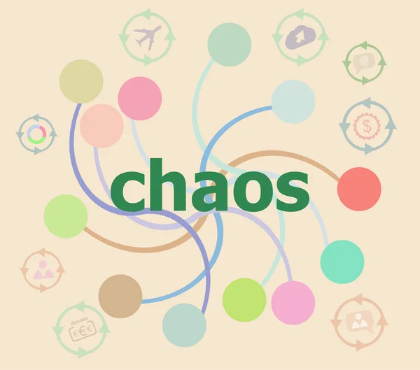 Text Chaos on digital background. Social concept . Futuristic graphic user interface — Stock Photo, Image