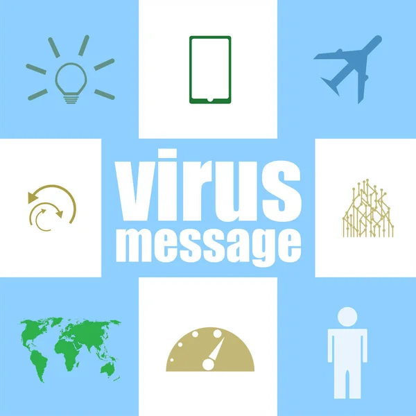 Mensaje de virus de texto. Concepto de Internet. Elementos infográficos. Set de iconos — Foto de Stock