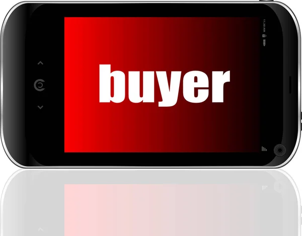 Acheteur de SMS. Concept d'entreprise. Smartphone moderne détaillé — Photo