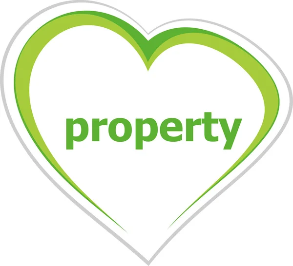 Business concept, property word on love heart on white — Stock Photo, Image