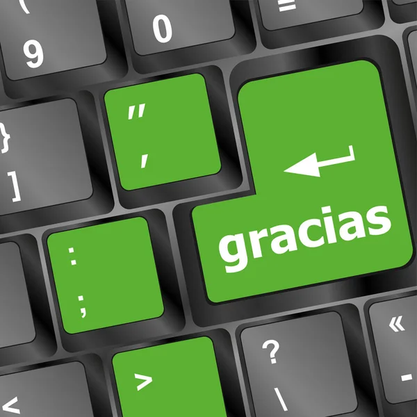 Teclas del teclado del ordenador con palabra Gracias, Español gracias —  Fotos de Stock