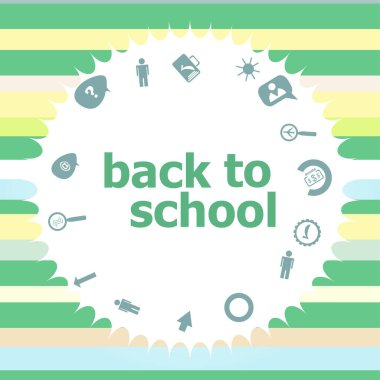 Metin okul için. Eğitim kavramı. Infographics Icon set. Matematik, grafikler, posta ve benzeri simgeleri.