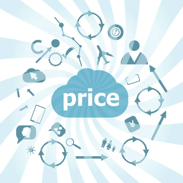 文本价格。财务概念。一组 web 图标为商业、 金融和通信 — 图库照片