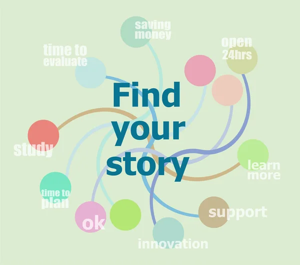 Find Your Story. Abstract infographics options template. Can be used for workflow layout, diagram, business step options, banner — Stock Photo, Image