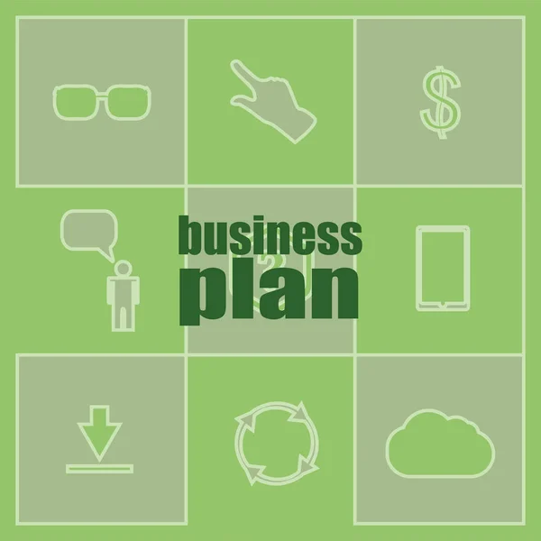 Management concept. business plan words . Icon and button set — Stock Photo, Image