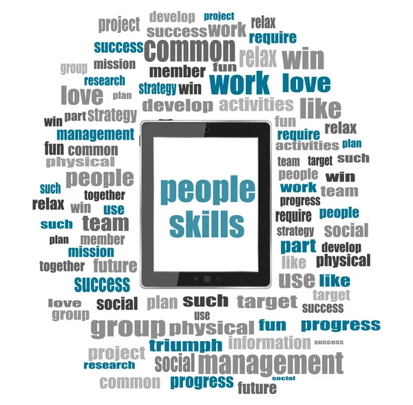 People skills Text. Education concept . Word collage with tablet pc — Stock Photo, Image