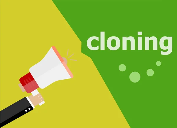 Clonazione. Mano che tiene un megafono. stile piatto — Foto Stock