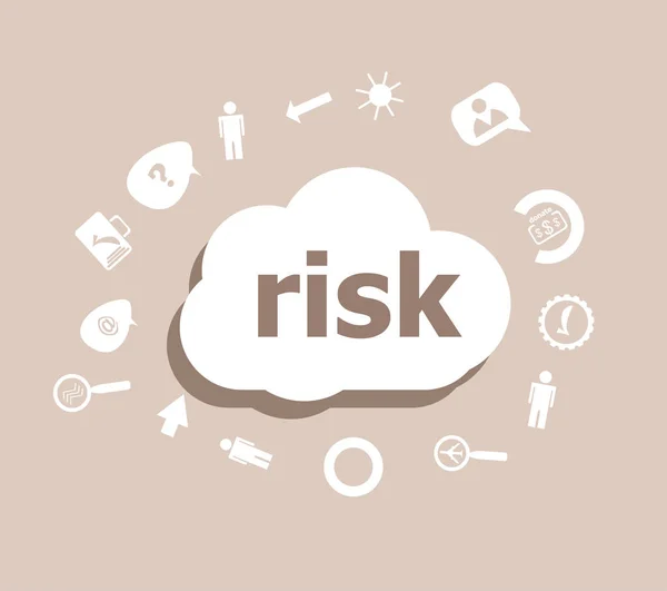 Szöveg kockázata. Pénzügyi fogalom. A felhő, web-és alkalmazás ikonok — Stock Fotó