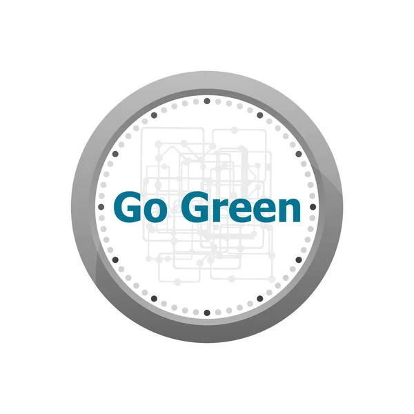 Текст Go Green на цифровому екрані, бізнес-концепція. Абстрактні настінні годинники ізольовані на білому тлі — стокове фото