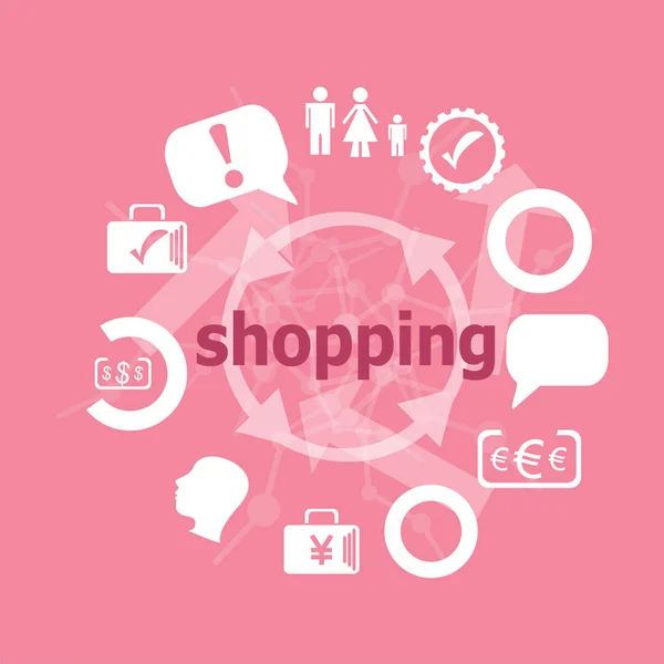 Text Shopping. Business concept . Set of flat icons for mobile app and web — Stock Photo, Image