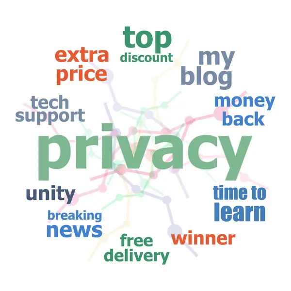 Tekst privacy. Veiligheidsconcept — Stockfoto