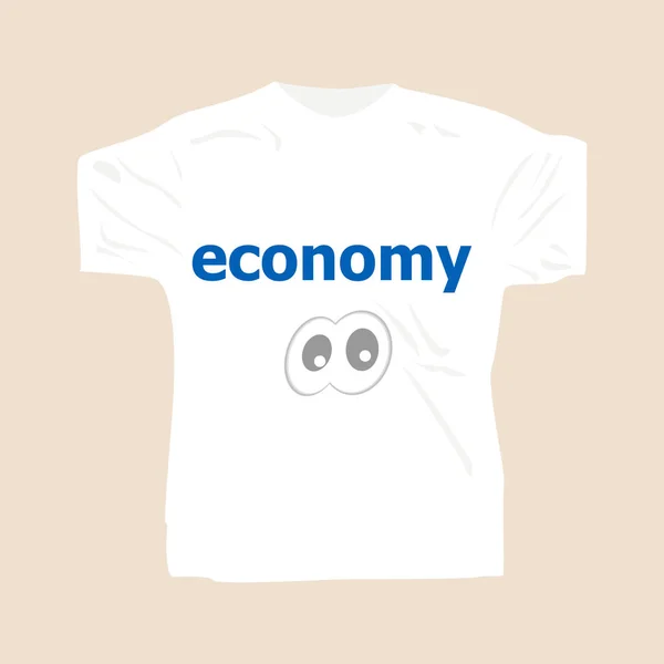 Tekst economie. Bedrijfsconcept. Man met witte lege t-shirt — Stockfoto