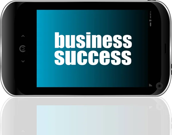 Affärsidé: smartphone med text företag framgång på displayen — Stockfoto