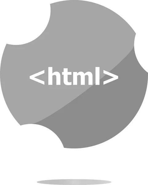 Html 5 teken pictogram. Programmeertaal symbool. Cirkelknoppen — Stockfoto