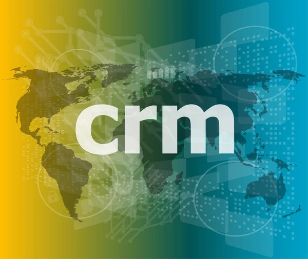 Crm word, sfondi touch screen con pulsanti trasparenti. concetto di internet moderno — Foto Stock