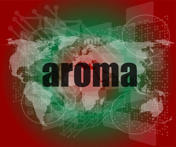 Aroma word på digital skärm, mission control interface Hej teknik — Stockfoto